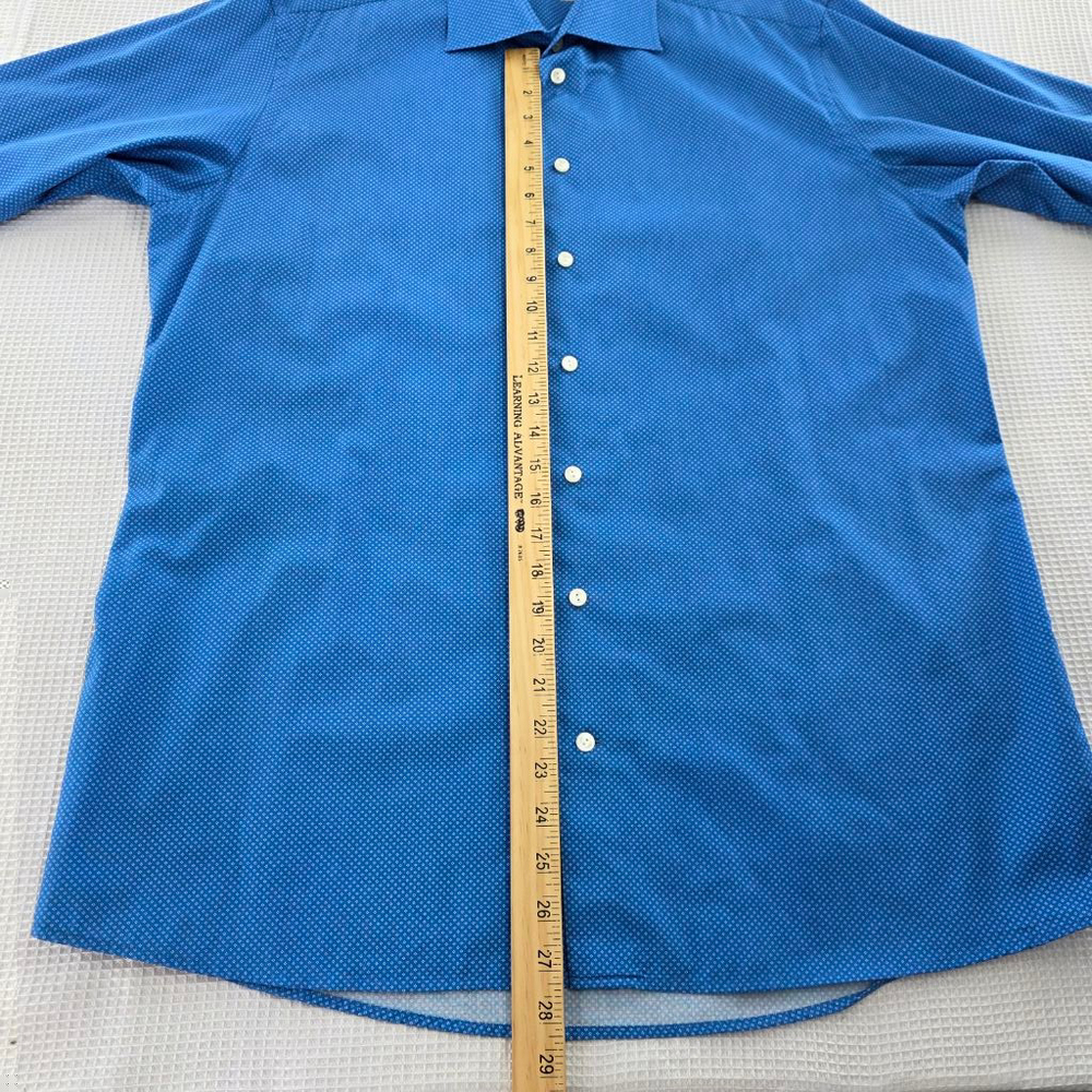 ETON Shirt 17 43 Blue Micro Dot Floral Men’s Cotton Dress Shirt Quiet Luxury - Picture 7 of 16